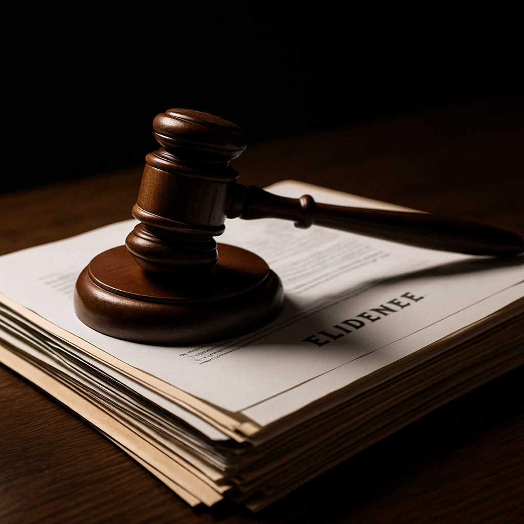 Court gavel resting on a stack of legal documents